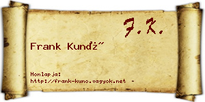 Frank Kunó névjegykártya